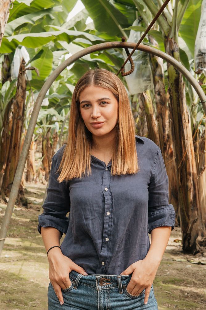 Michella Malesani in a banana plantation