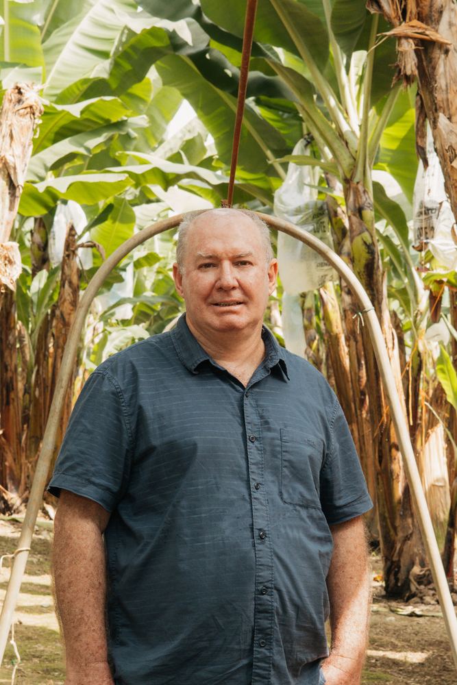 Silvio Malesani in a banana plantation